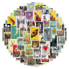 Rszwyk Tarot stickers 60pcs for laptop decor, vivid and durable waterproof vinyl.