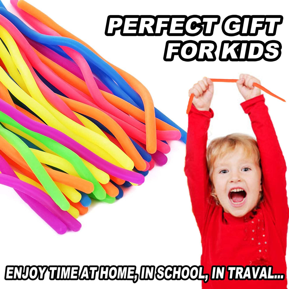 Rtinsd stretchy string noodles stretched to fifty inches for varied fidgeting.