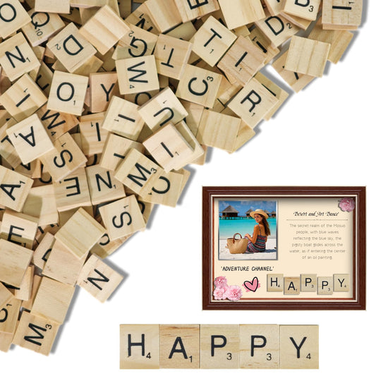 RTUDOPUYT wood letter tiles organized for crafts, easy to browse and select letters