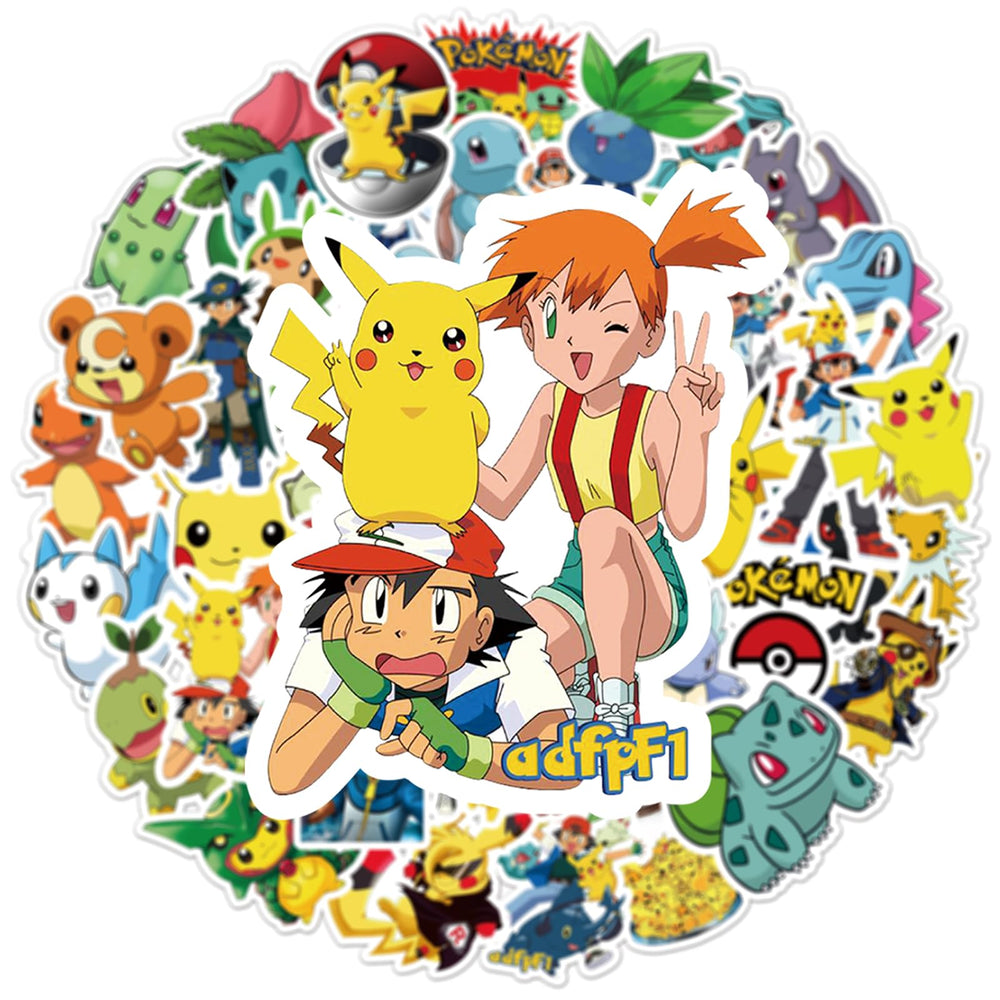 Colorful Pokemon decals on a bicycle brighten rides and resist wear.