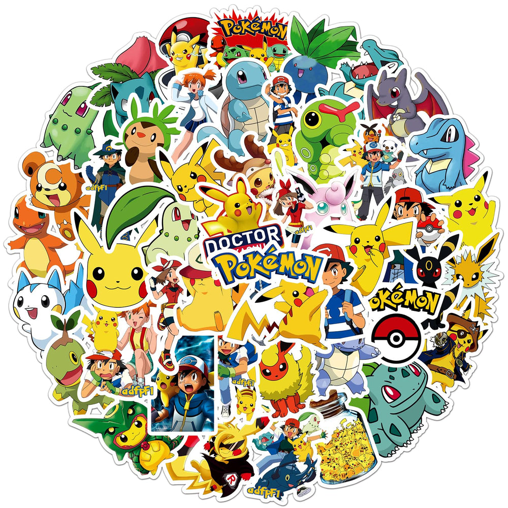 Vibrant Pokemon decals on a skateboard enhance style and scuff resistance.