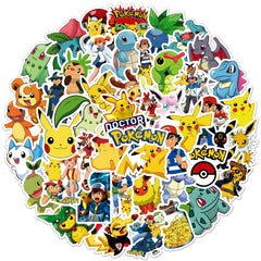 Vibrant Pokemon decals on a skateboard enhance style and scuff resistance.