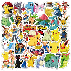 Rubang Pokemon stickers decorate a water bottle with durable, sun-protected color.