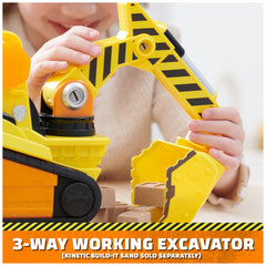 Rubble & Crew Bark Yard Deluxe Bulldozer side-dig arm ready for scooping.
