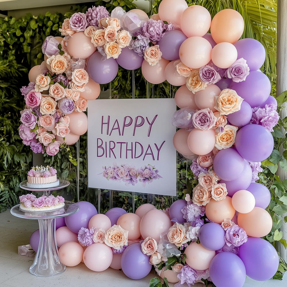 RUBFAC 10-inch pastel purple balloons add depth to arch design