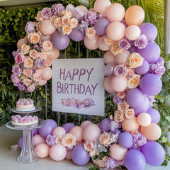 RUBFAC 10-inch pastel purple balloons add depth to arch design