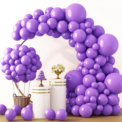 rubfac 129pcs purple balloons in multiple sizes for lush party arches
