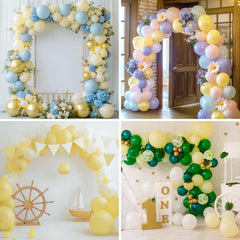 Rubfac balloon arch setup using pastel yellow tones.