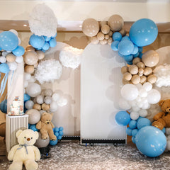 RUBFAC balloons forming a photo-ready birthday arch backdrop.
