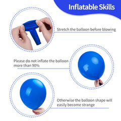 Rubfac 10-inch dark blue balloons versatile for table decor and clusters.