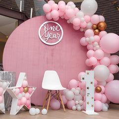 RUBFAC pastel pink 5-inch balloons for delicate filler and confetti aesthetics