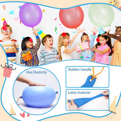 rubfac neon punch balloons with rubber band handles for easy play