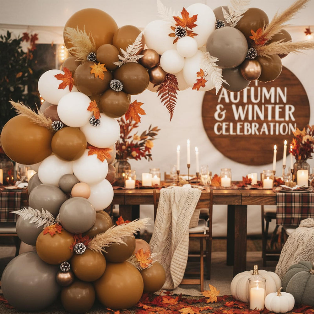 RUBFAC safari bear theme party decor using brown balloons