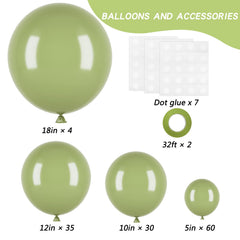 Rubfac Sage Green Balloons 12-inch for garlands and decorative installations.