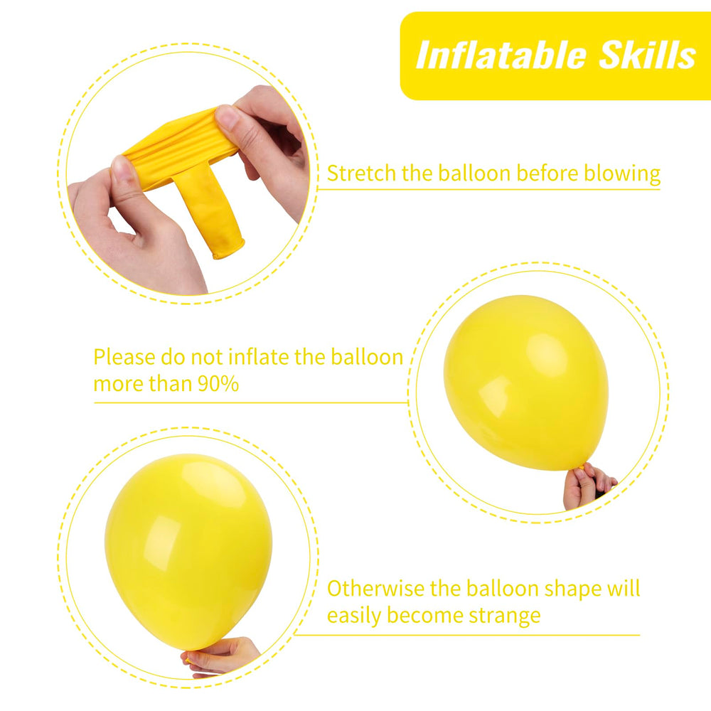 RUBFAC yellow 10-inch balloons, 30pcs, perfect for mixed-size garlands.