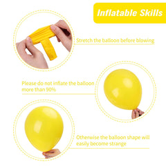 RUBFAC yellow 10-inch balloons, 30pcs, perfect for mixed-size garlands.
