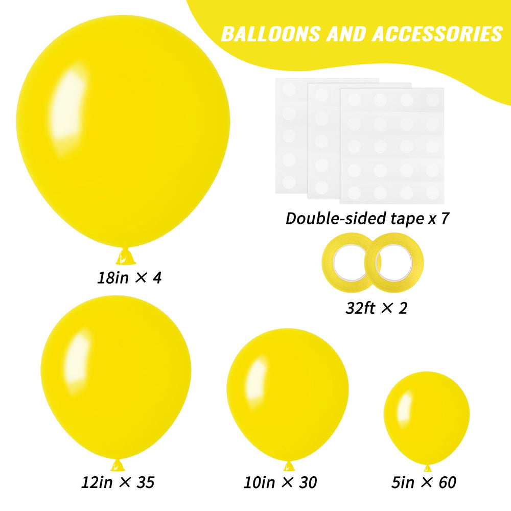 RUBFAC 12-inch yellow balloons, 35pcs, ideal for clusters and arches.