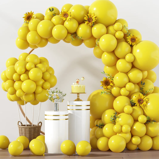 RUBFAC yellow 18-inch balloons for bold garland arches and festive decor.