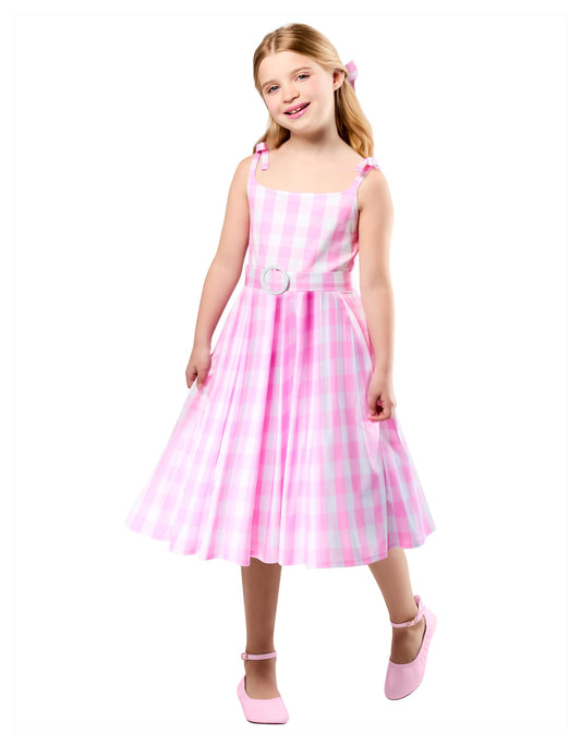 Rubies Barbie Movie Perfect Day dress with belt offers comfortable play-ready styling.