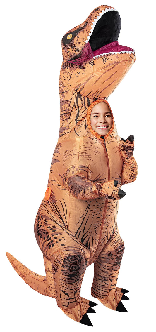 Rubies Original T-Rex inflatable costume, front view for kids, ideal for Halloween adventures