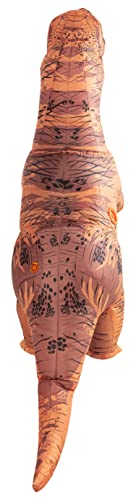 Rubies Original T-Rex inflatable costume, side view worn by child, great for themed parties