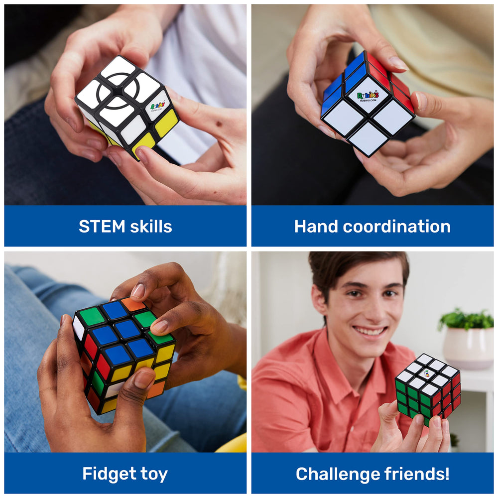 Rubik’s 2x2 mini cube close-up—compact brain teaser with millions of permutations.