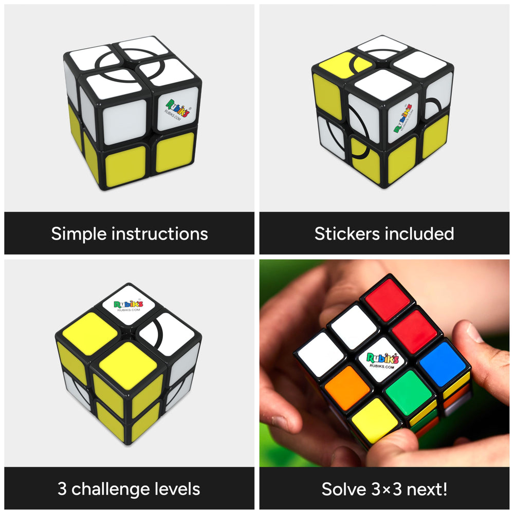 Rubik’s Apprentice with sticker overlays, three progressive levels of challenge.