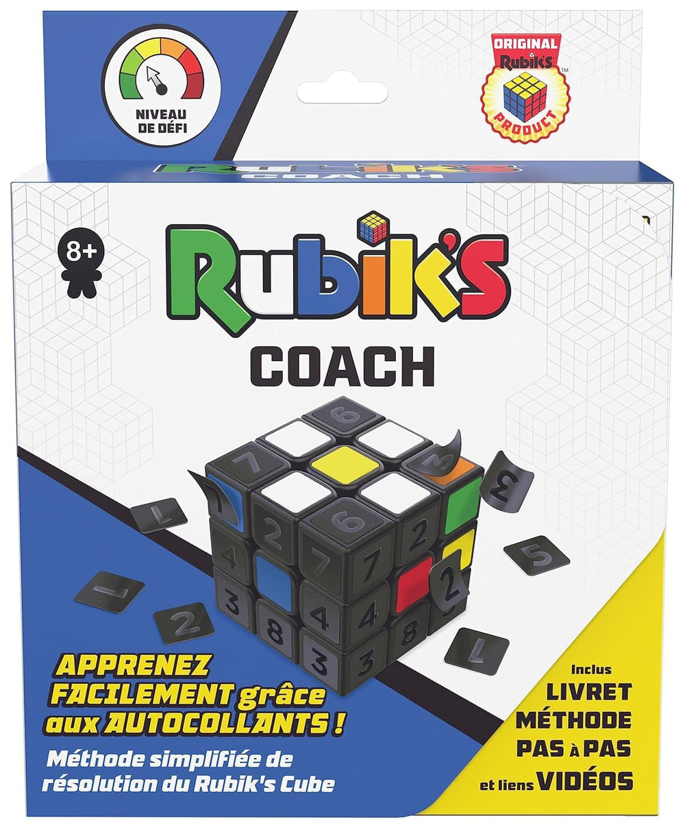 RUBIK'S Cube Coach 3x3 front view shows vibrant colors for engaging problem-solving practice.
