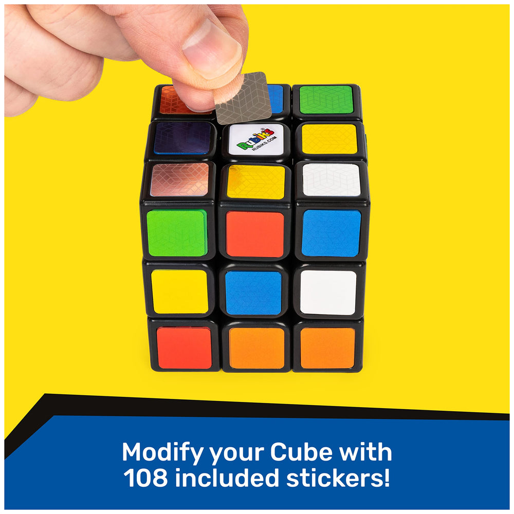 Rubik's Cube with metallic embossed stickers for customization.