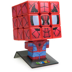 Rubik’s Spider-Man Cuber front view—color faces for solving challenge.