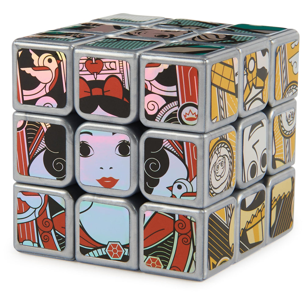 Rubik’s Disney100 Platinum 3x3 cube front view, ideal for on-the-go fidget play.