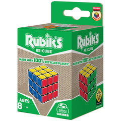 Rubik's Re-Cube 3x3 made from recycled plastic for eco-friendly fun.