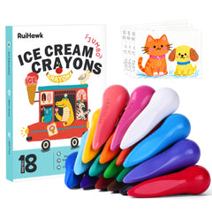 RuiHawk jumbo ice cream crayons shape improves grip and toddler creativity.