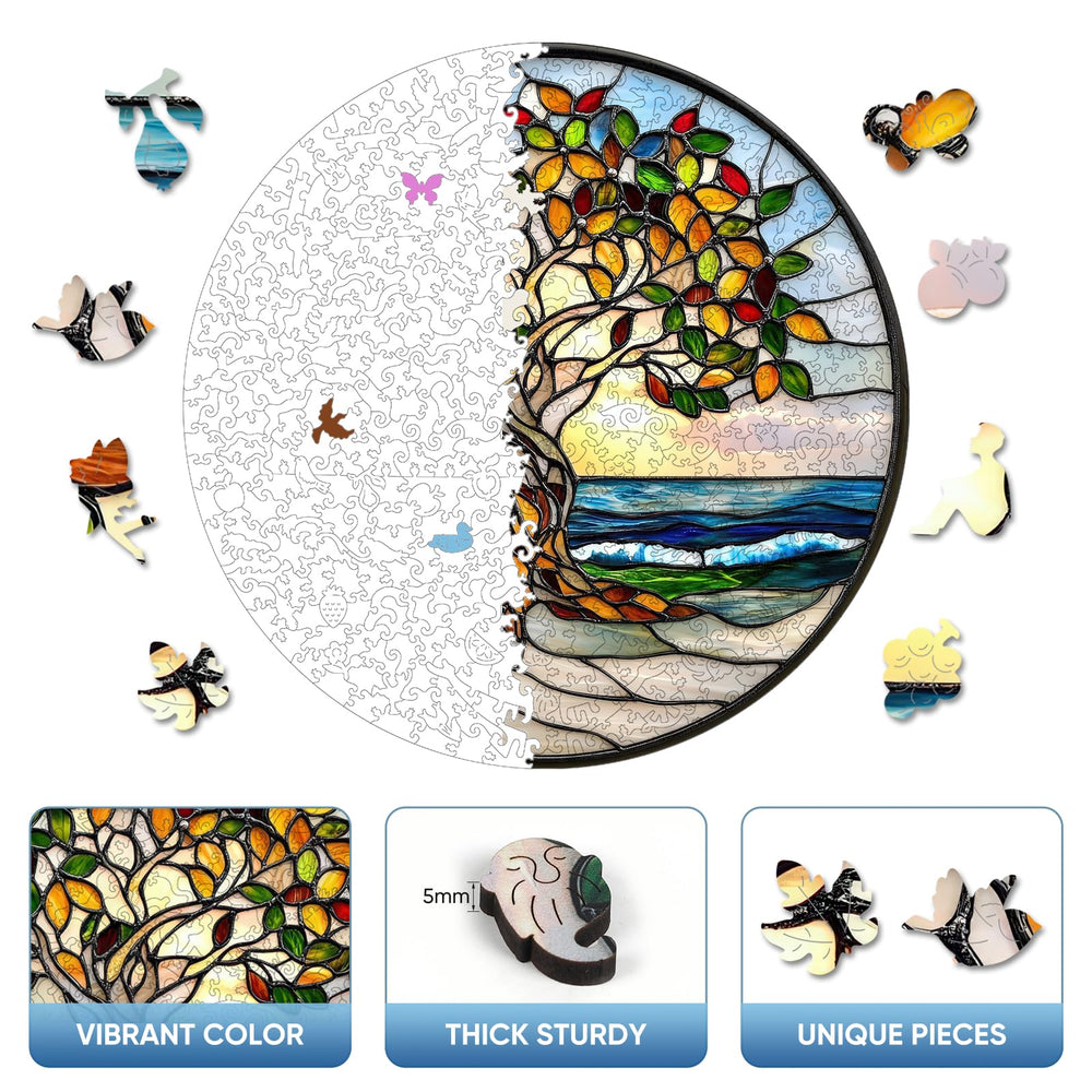 Ruikiyart tree of life design highlighting unique shaped pieces for a challenging solo activity.