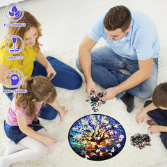 Ruikiyart puzzle displayed on wall enhances living room decor.