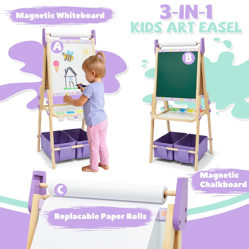 Rundad height-adjustable easel adapts from 39 to 47 inches for growing children.