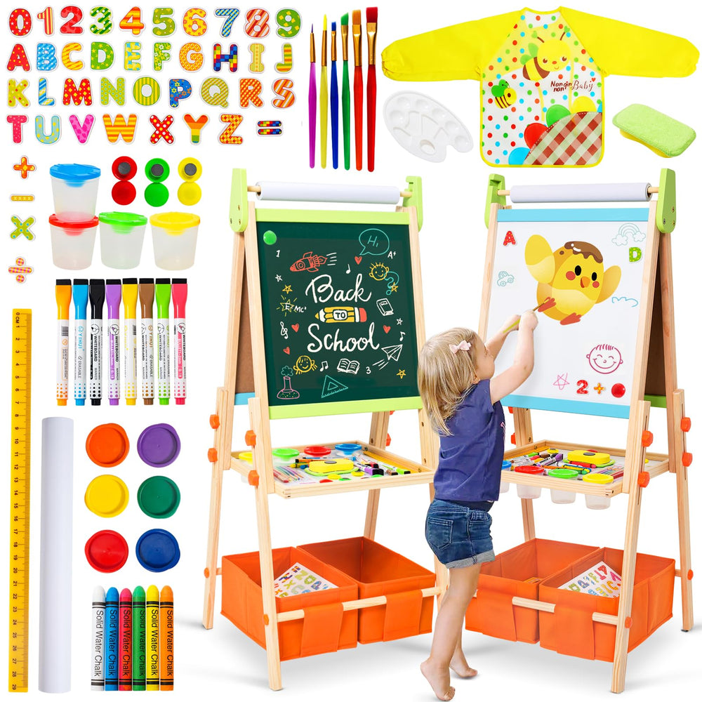 Rundad Kids Easel double-sided wooden board boosts creativity for growing artists