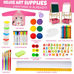 Rundad Pink Easel Storage Compartment keeps brushes, markers organized for quick art sessions