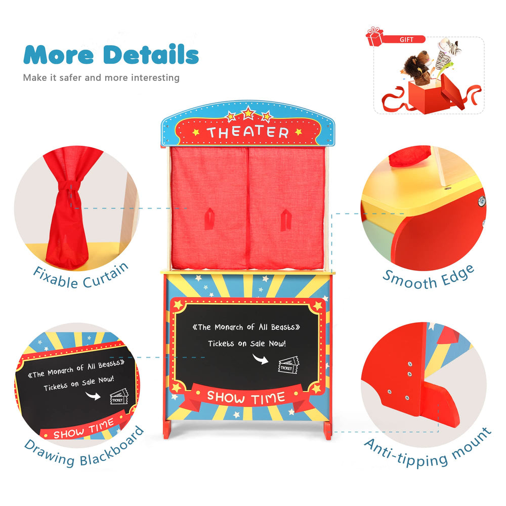 Rundad puppet theater featuring plush curtains for a cozy stage ambiance