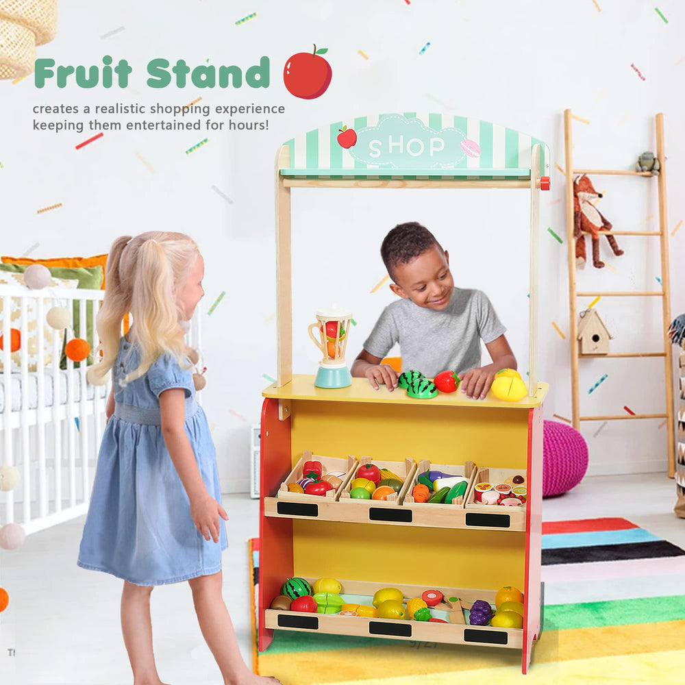 Rundad back shelves with small blackboards for items and prices