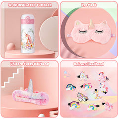 Runeaoys unicorn eye mask and accessories for playful comfort on trips.