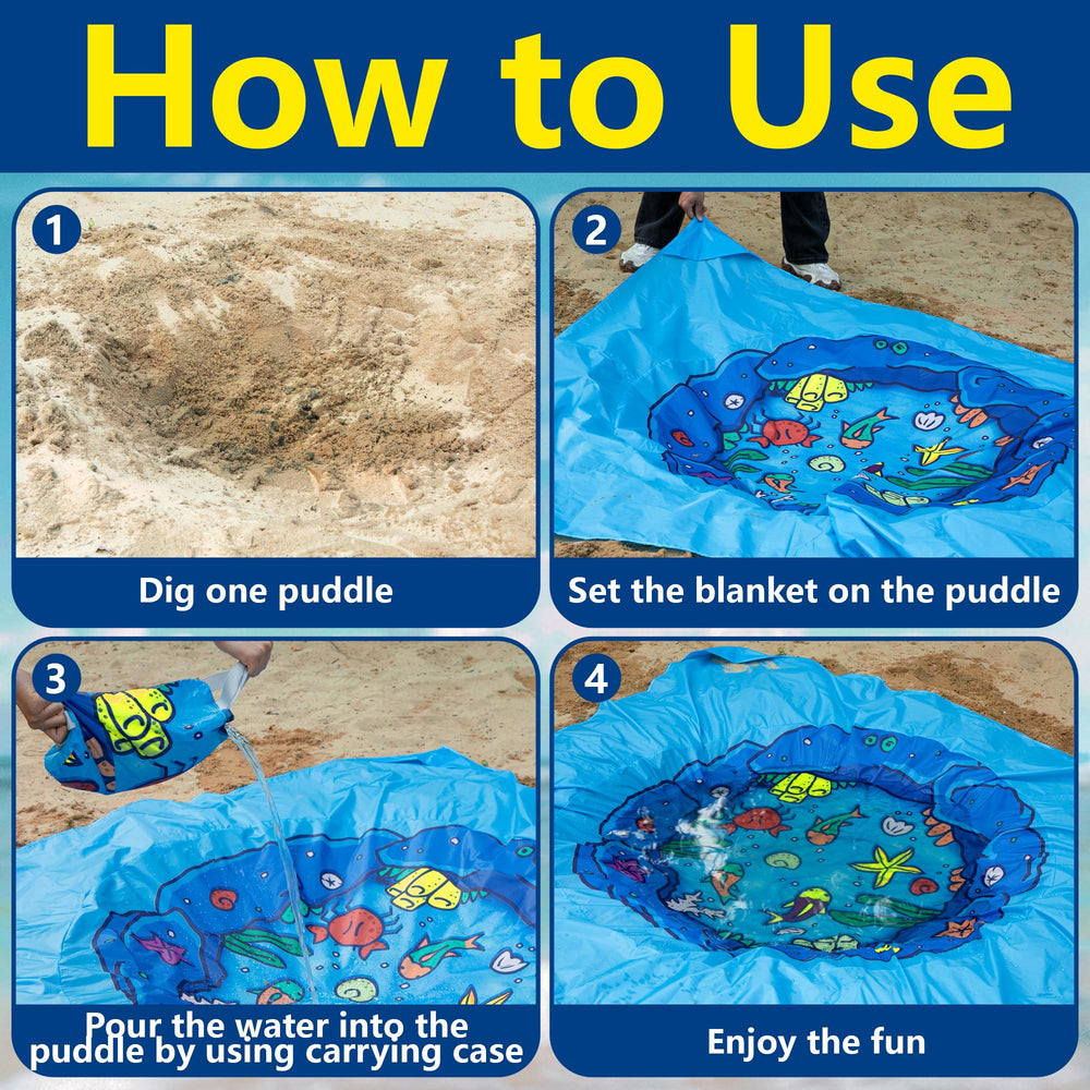 RunNico corner sand pockets secure the mat and keep toys organized during water play.