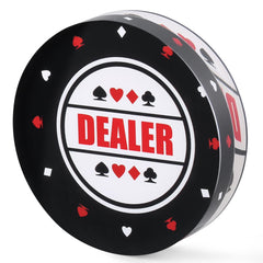 RUNNING HOT poker dealer button in clear acrylic showcases a 3.15-inch diameter for all players.