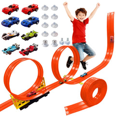 RuoKmaxx 16.5ft flexible race track being assembled for play.