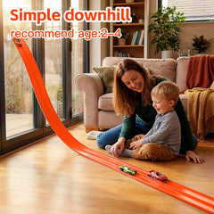 RuoKmaxx 16.5ft track laid on a sofa for quick indoor racing.