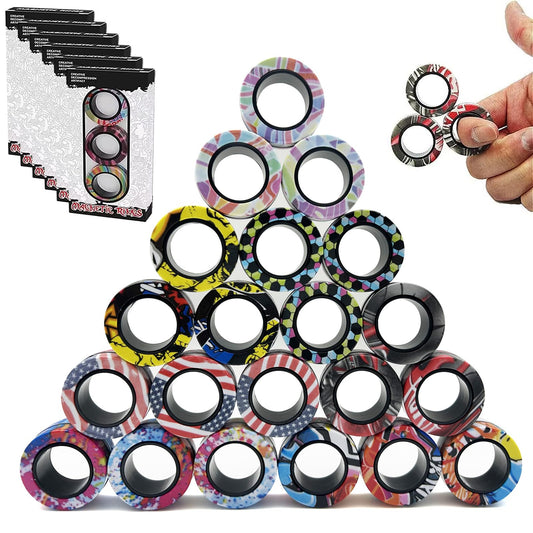 RURING 24Pcs magnetic rings spinner set front view for focus and stress relief