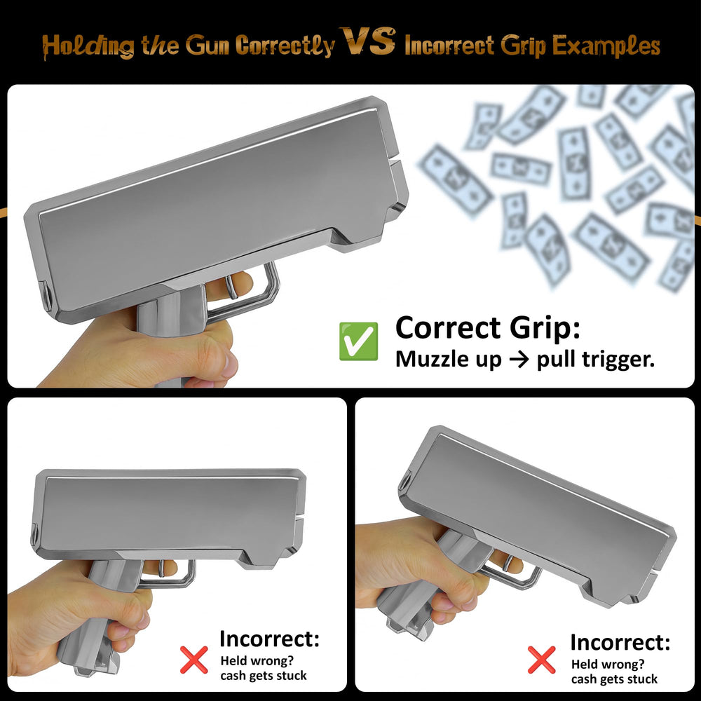 RUVINCE Money Gun prop-paper release demonstrates simple reload.