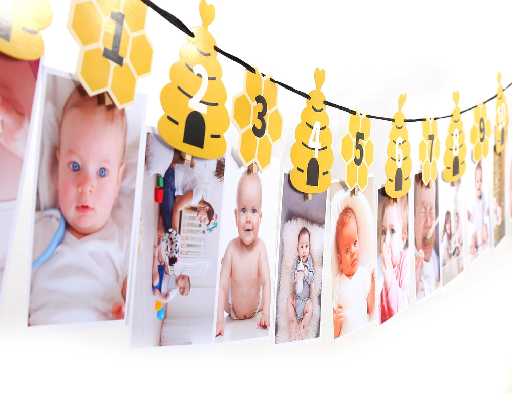 Rweseo Bee 1st Birthday Banner for adorable first milestone decor.