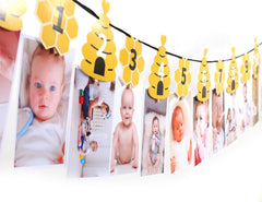 Rweseo Bee 1st Birthday Banner for adorable first milestone decor.