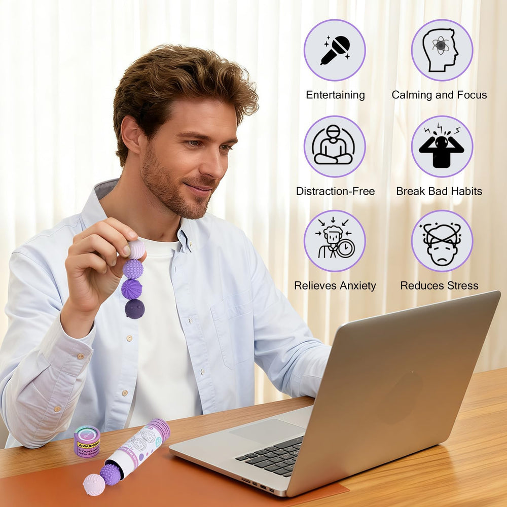 Ryaco magnetic fidget balls on office desk promote focus and calm
